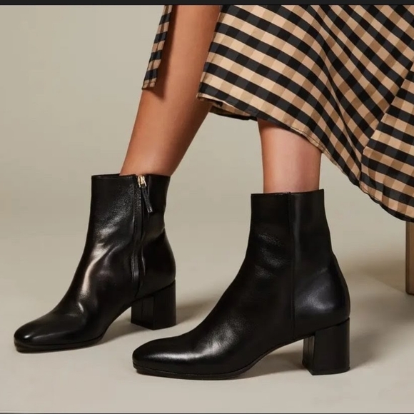 M. GEMI "Corsa" Italian Suede Block Heel Ankle Boot Grey Size 37 (7) - Picture 2 of 13